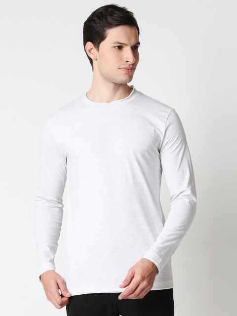 

Bewakoof Men White Solid Round Neck Cotton T-shirt