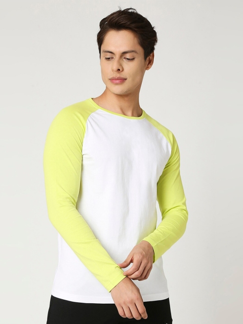 

Bewakoof Men White Fluorescent Green Cotton Pure Cotton T-shirt