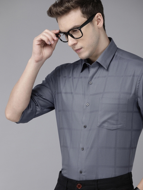 

Arrow New York Men Grey Slim Fit Self Striped Opaque Smart Casual Shirt