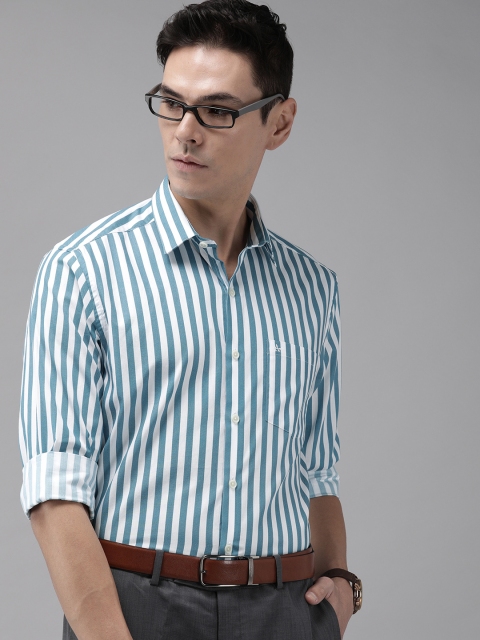 

Arrow Men Blue Slim Fit Pure Cotton Striped Formal Shirt