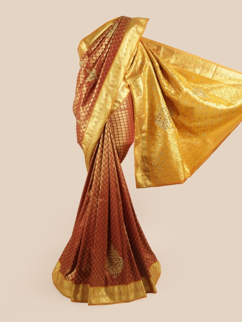 

Pothys Maroon & Yellow Woven Design Zari Pure Silk Saree