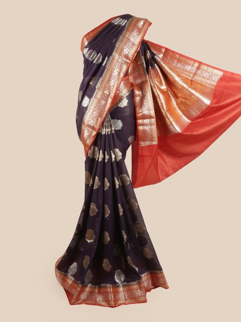 

Pothys Blue & Red Ethnic Motifs Zari Pure Silk Saree