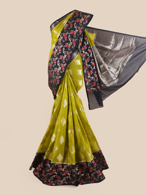 

Pothys Green & Black Pure Silk Saree