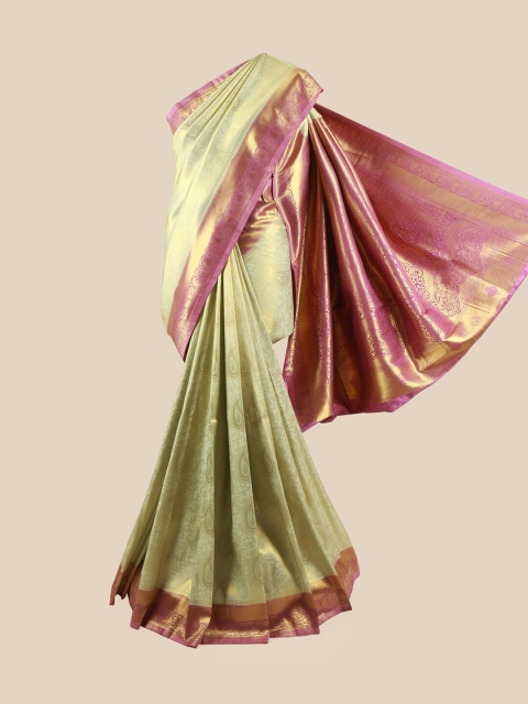 

Pothys Green & Pink Paisley Art Banaras Silk Saree