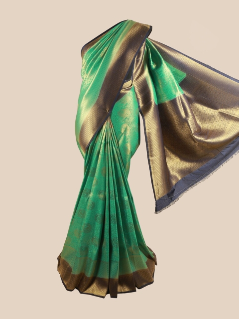 

Pothys Green & Navy Blue Ethnic Motifs Zari Art Silk Banarasi Saree