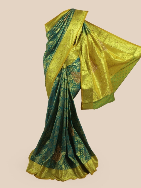 

Pothys Vastrakala Pattu Green & Gold-Toned Woven Design Pure Silk Saree