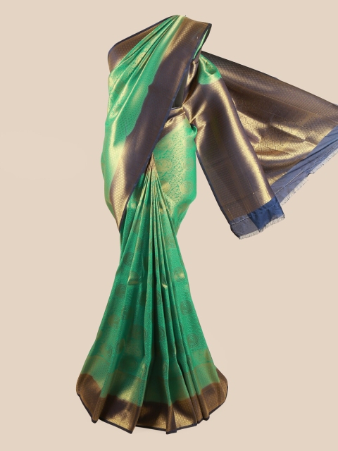 

Pothys Green & Navy Blue Ethnic Motifs Zari Art Silk Banarasi Saree