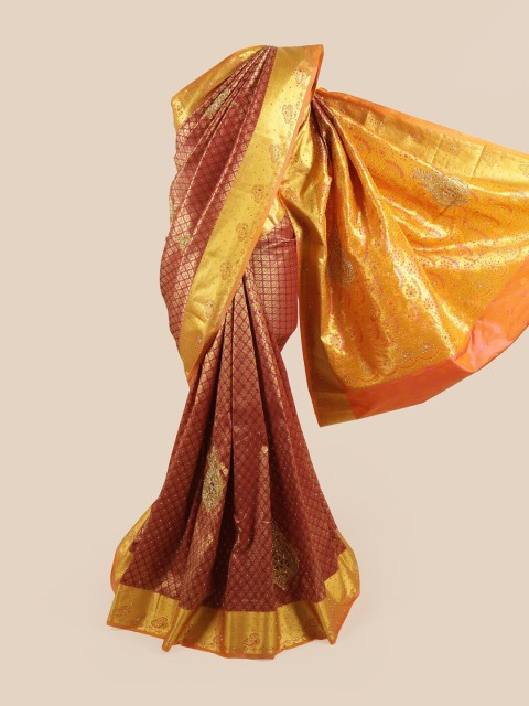 

Pothys Purple & Gold-Toned Woven Design Zari Pure Silk Saree