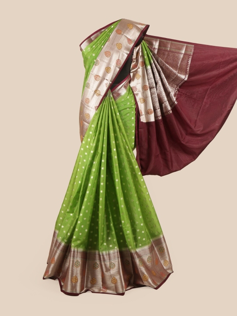 

Pothys Green & Brown Woven Design Zari Pure Silk Saree