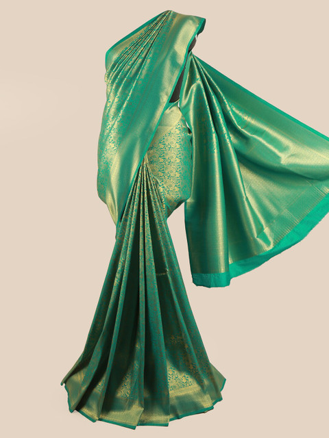 

Pothys Women Green & Gold Art Banaras Silk Saree