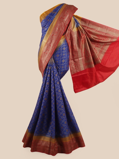 

Pothys Women Blue & Red Katan Silk Saree