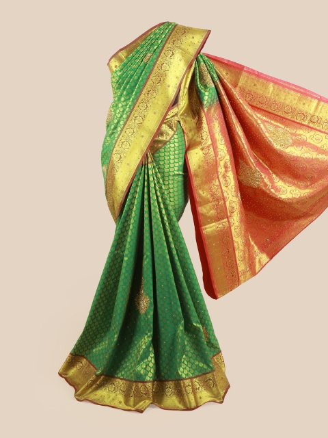 

Pothys Women Green & Pink Vastrakala Pattu Silk Saree