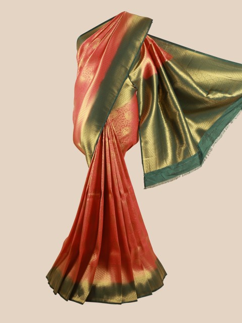 

Pothys Magenta & Green Ethnic Motifs Woven Design Zari Art Silk Saree