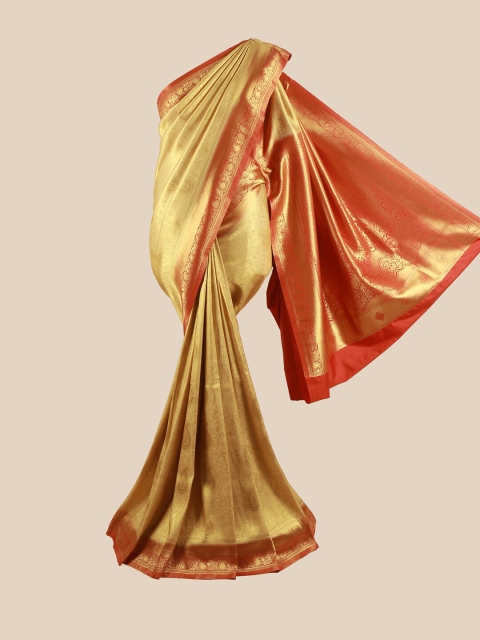 

Pothys Woman Cream-Coloured & Red Woven Design Zari Art Silk Saree