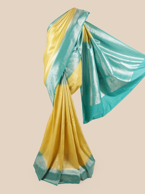 

Pothys Women Yellow & Blue Art Banaras Silk Saree