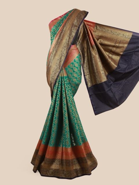 

Pothys Green & Multicoloured Woven Design Zari Pure Silk Saree