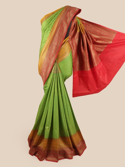 

Pothys Women Green & Red Katan Silk Saree