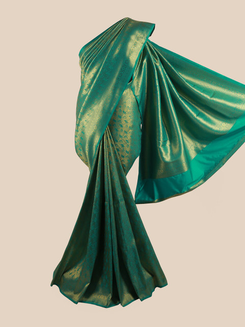 

Pothys Woman Green & Gold-Toned Woven design Zari Art Silk Saree
