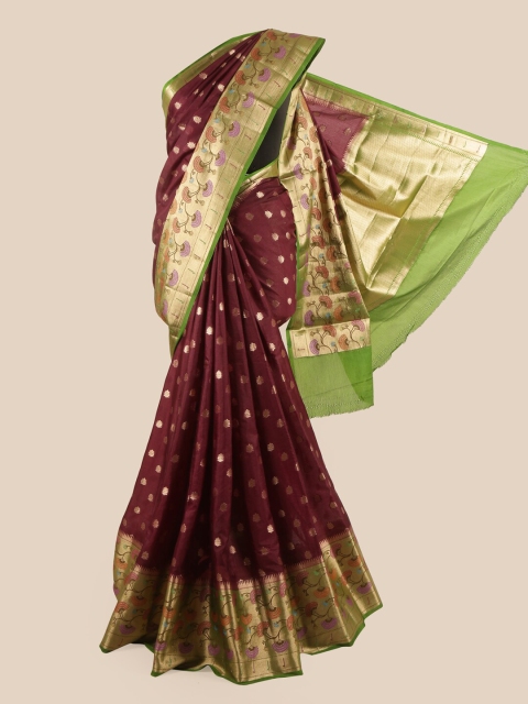 

Pothys Women Brown & Gold Katan Silk Saree