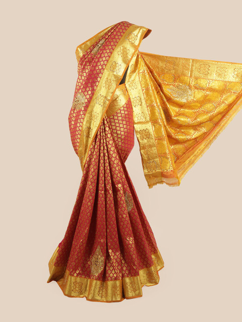 

Pothys Women Magenta & Gold Vastrakala Pattu Silk Saree