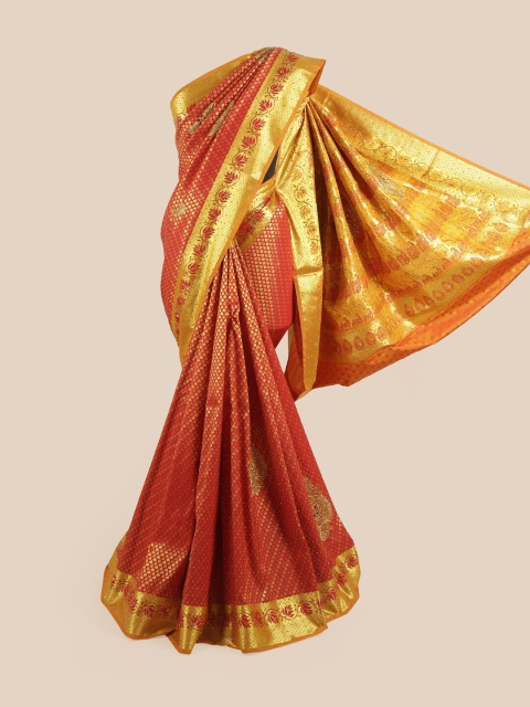

Pothys Women Red & Gold Vastrakala Pattu Silk Saree