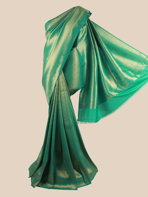 

Pothys Green & Gold Floral Woven Design Art Silk Saree