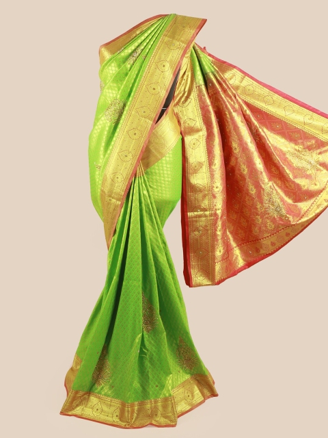 

Pothys Women Green & Pink Vastrakala Pattu Silk Saree