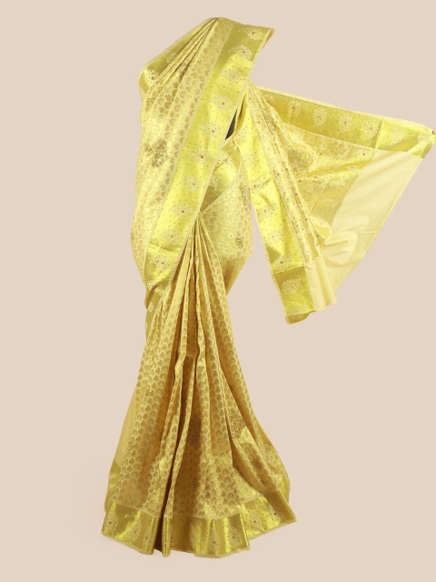 

Pothys Woman Cream-Coloured & Gold-Toned Woven Design Zari Pure Silk Saree
