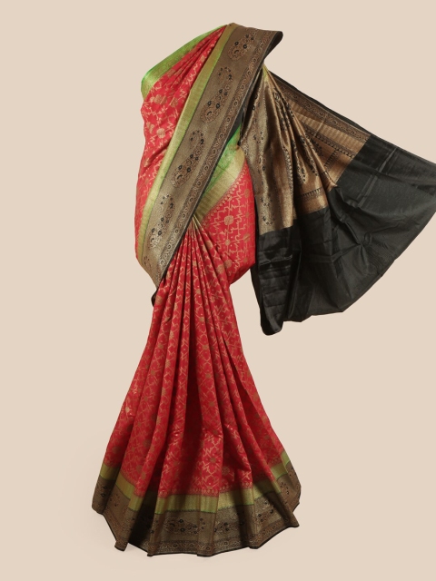 

Pothys Women Red & Black Katan Silk Saree