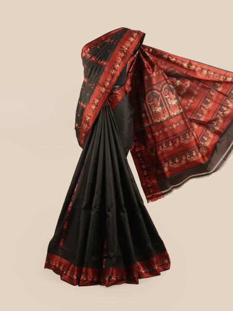 

Pothys Black & Maroon Warli Woven Design Pure Silk Traditional Baluchari Saree