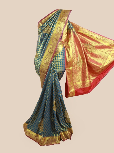 

Pothys Women Blue & Gold Vastrakala Pattu Silk Saree