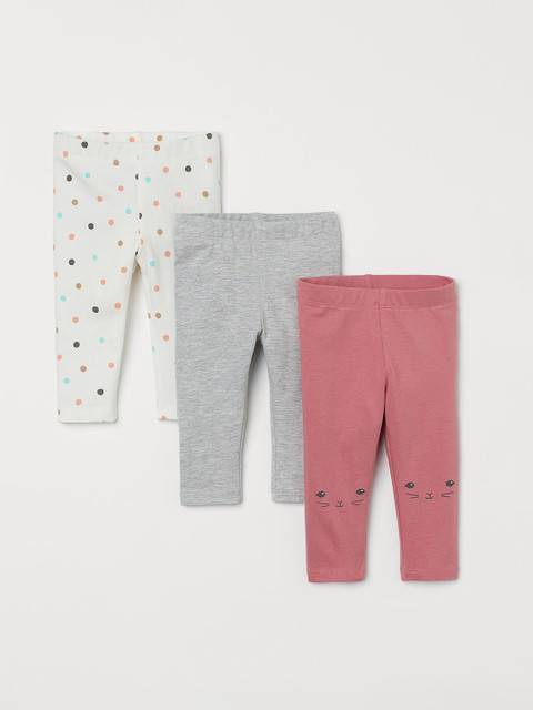 

H&M Girls White & Grey 3-pack leggings