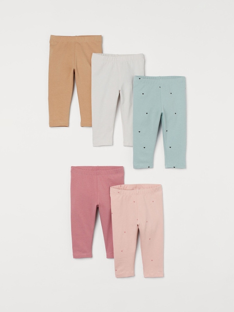 

H&M Girls White & Green 5-pack leggings