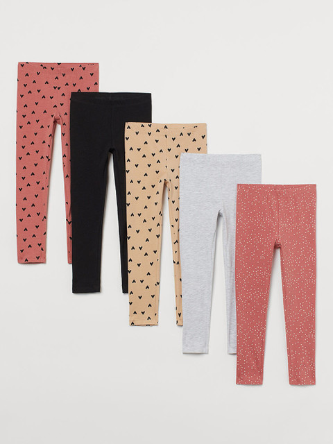 

H&M Girls Pack of 5 Jersey Leggings, Multi