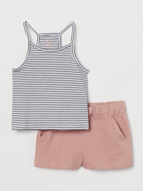 

H&M White & Pink Girls 2-piece cotton set
