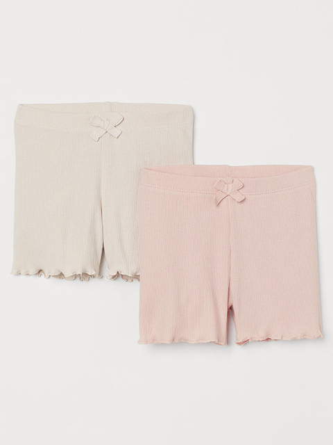 

H&M Girls Pack of 2 Ribbed Shorts, Pink