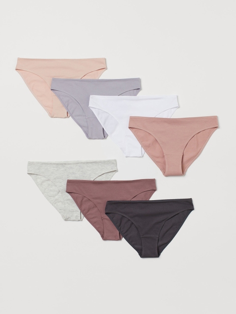 

H&M Women Pack of 7 Solid Cotton Bikini Briefs -0803969031, Multi