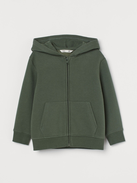 

H&M Boys Green Solid Zip-Through Hoodie