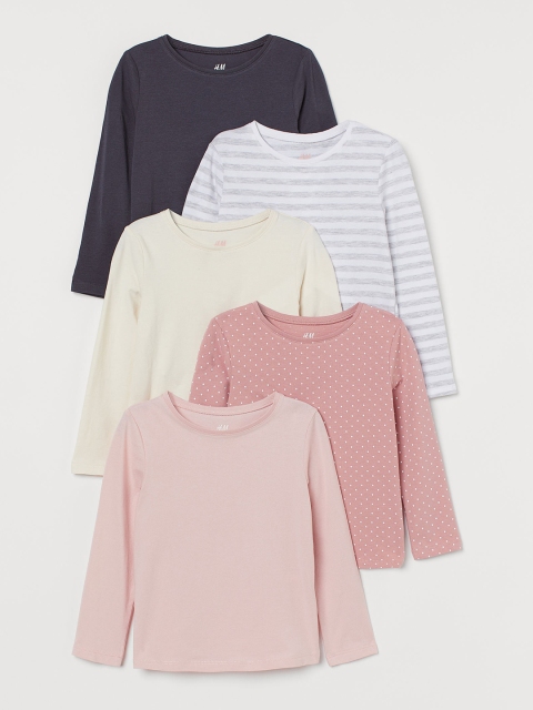 

H&M Girls 5-pack jersey tops, Grey