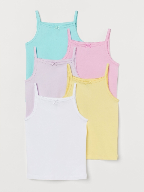 

H&M Girls Pack of 5 Jersey Vest Tops, White