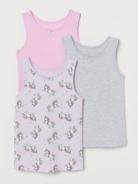 

H&M Girls Grey & Pink 3-pack vest tops