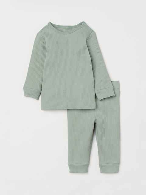 

H&M Girls Green Ribbed cotton set
