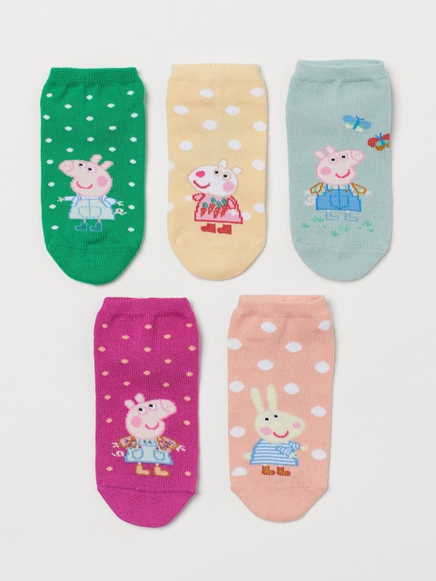 

H&M Girls Green & Pink 5-pack shaftless socks