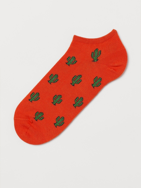 

H&M Men Orange Patterned Liner Socks