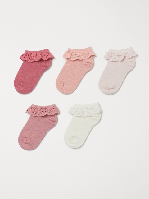 

H&M Girls Pack of 5 Trainer Socks, Pink