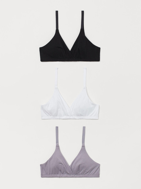 

H&M Women Pack of 3 Solid Soft Cotton Bras - 0954491002, White