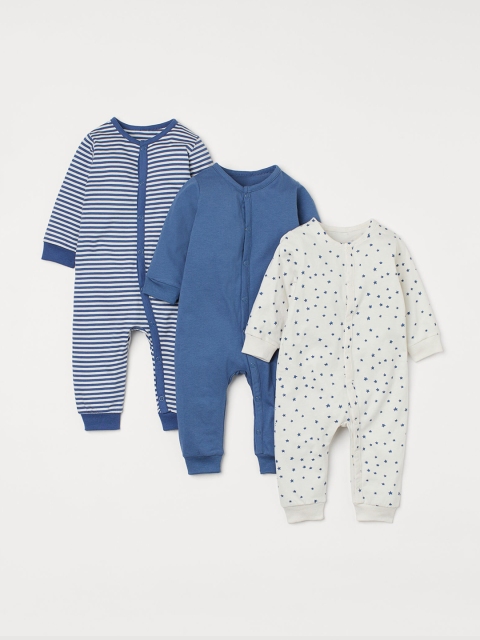 

H&M Pack of 3 Girls Cotton Rompers, Multi