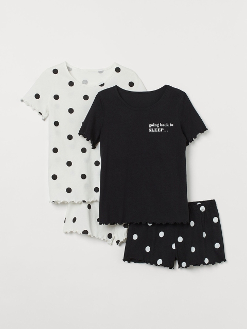 

H&M Girls White & Black 2-pack cotton pyjamas