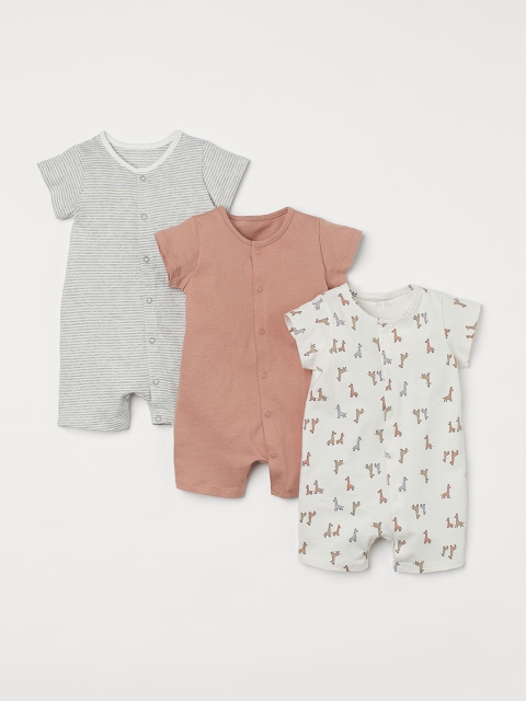 

H&M Girls White & Beige 3-pack cotton pyjamas