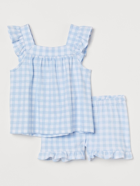 

H&M Girls Blue & White Checked Cotton Jersey Pyjamas